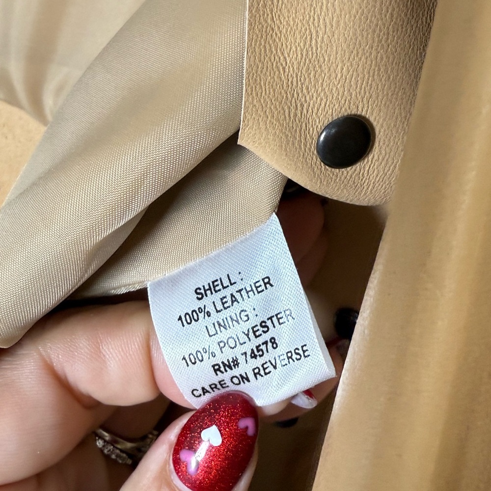 Cache Tan Leather Jacket With Studs - image 7